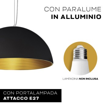 Lampadario Led a Sospensione Design Circolare Bowl Shade colore Nero