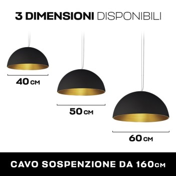 Lampadario Led a Sospensione Design Circolare Bowl Shade colore Nero