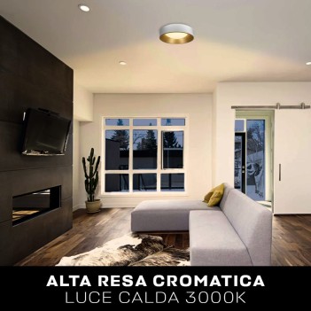 Plafoniera da Soffitto 30W 2400lm 3000K D480 CRI90 IP20 Colore Nero e Oro Serie DECOR