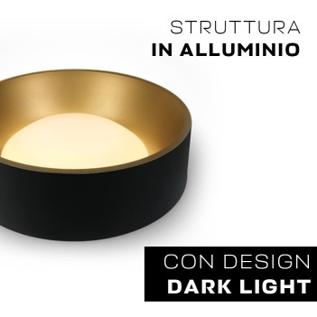 Plafoniera da Soffitto 30W 2400lm 3000K D480 CRI90 IP20 Colore Nero e Oro Serie DECOR