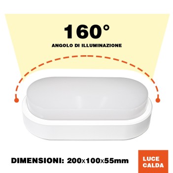 Plafoniera Led da soffitto Ovale Bianca 15W 1080lm