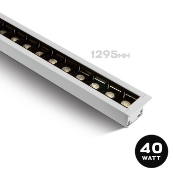 Plafoniera Led Lineare da incasso 40W 4000lm UGR19 CRI90 1295mm IP20 Colore Bianca Serie OFFICE