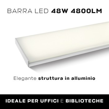 Plafoniera Led Lineare 48W 4800lm 1200mm IP20 Colore Bianca Serie FLOATING LIGHT