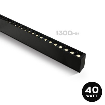 Plafoniera Led Lineare 40W 3800lm UGR17 CRI90 1300mm IP20 Colore Nera Serie OFFICE