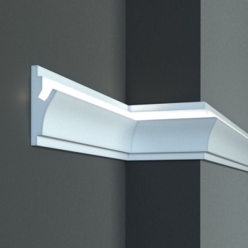 Cornice decorativa in Polistirolo per strip LED da 1 metro Effetto veletta