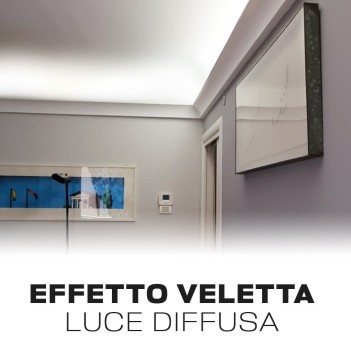 Cornice decorativa in Polistirolo per strip LED da 1 metro Effetto veletta