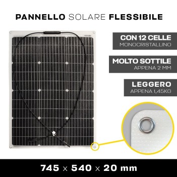 PANNELLO SOLARE FLESSIBILE ETFE 70W 12V MONOCRISTALLINO en