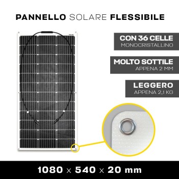 PANNELLO SOLARE FLESSIBILE ETFE 110W 12V MONOCRISTALLINO su