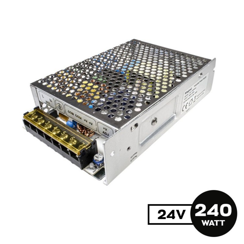 Alimentatore Traforato Metallico 240W 24V per Strisce Led -