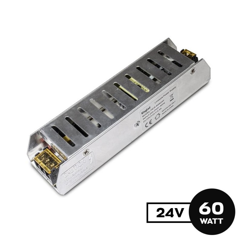 Alimentatore Metallico Slim 60W 24V per Strisce Led - Serie