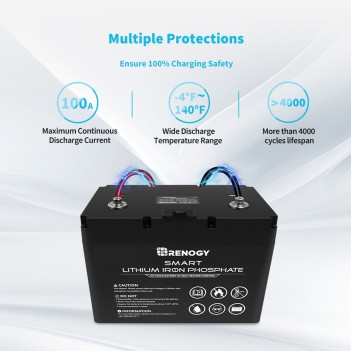 RENOGY BATTERIA SMART 100Ah LITIO FERRO FOSFATO LIFEPO4