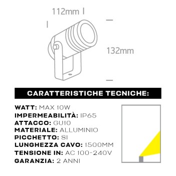 Faretto da Giardino con Picchetto portalampada GU10 220V