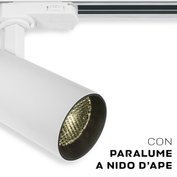 Faretto Led per Binario Trifase SERIE HONEY-COMB 12W 1000lm 3000K CRI90 36D Colore Bianco