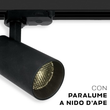 Faretto Led per Binario Trifase SERIE HONEY-COMB 12W 1000lm 3000K CRI90 36D Colore Nero