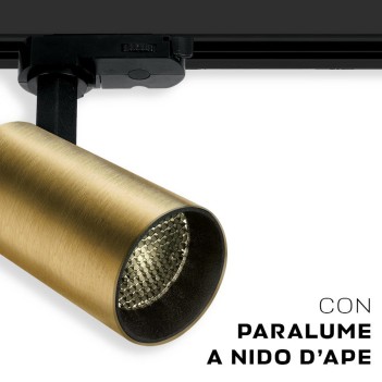 Faretto Led per Binario Trifase SERIE HONEY-COMB 12W 1000lm 3000K CRI90 36D Colore Oro