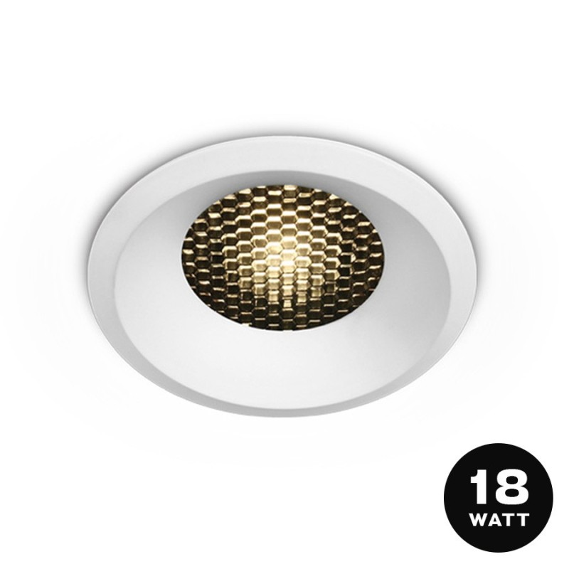 Downlight HONEYCOMB Faretto da Incasso 18W 1500lm 3000K IP20 UGR19 36D Foro 94mm Colore Bianco Dimmerabile