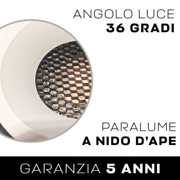 Downlight HONEYCOMB Faretto da Incasso 18W 1500lm 3000K IP20 UGR19 36D Foro 94mm Colore Bianco Dimmerabile