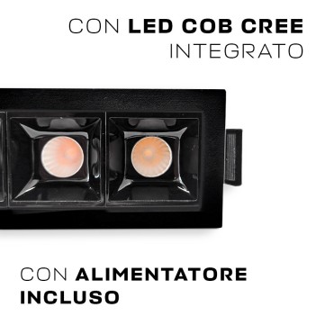 Faretto da incasso rettangolore Nero da 20W - Design Moderno