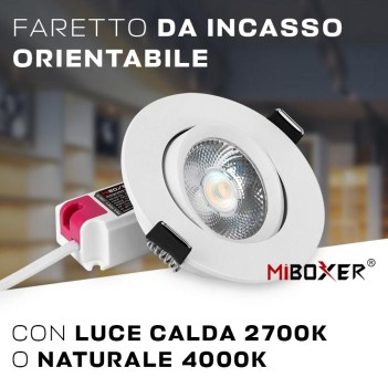 Faretto da incasso MiBoxer orientabile 6W CRI90+ 30D con