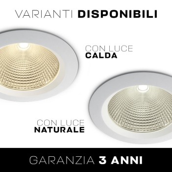 Downlight COB Plafoniera da Incasso 10W 850lm IP20 60D Foro 95mm Colore Bianco