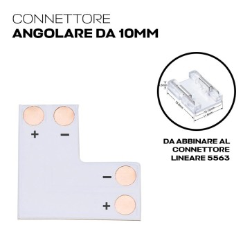 Connettore Agolare 90° per collegare 2 Strisce led COB