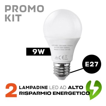 PROMO KIT 2 Lampadine Led E27 9W 1055lm A60 su KingLed