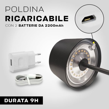 Lampada Led da Tavolo Bianca 3.3W 200lm Dimmerabile e impermeabile IP65 - Serie