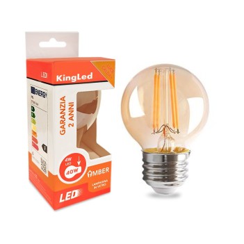 Lampadina Led G45 attacco E27 4W 360lm 2200K - Vetro ambrato