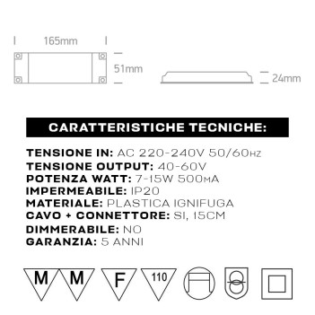 Alimentatore Led 20-30W Corrente Costante 500MA 40-60V per illuminazione led