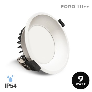 DARK LIGHT SERIES 9W IP54 recessed spotlight with 111mm hole, White color