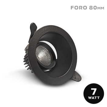 Downlight COB DARK LIGHT Recessed spotlight 7W 560lm IP20 60D Hole 80mm Colour Black Adjustable