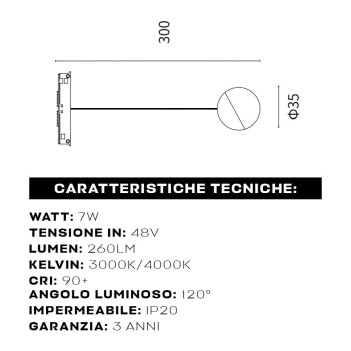 Sfera luminosa a sospensione 7w 260lm 120D per binario