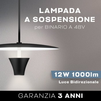 Lampada a sospensione luce Up&Down 12w 48V 1000lm 3000K per binario SUPREMA a 48V - Serie Flower colore Nero