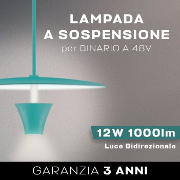 Lampada a sospensione luce Up&Down 12w luce calda per binario a 48V - Flower Ciano