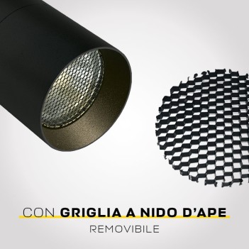 Faretto Led per Binario Trifase SERIE HONEY-COMB con Portalampada GU10 Colore Nero