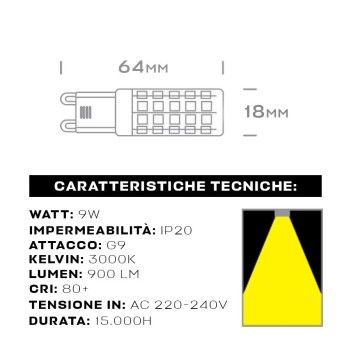 Lampadina Led attacco G9 9W 900lm 3000K