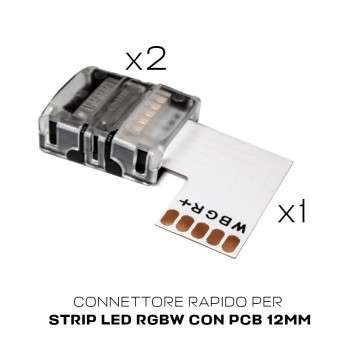 Kit 2 connettori + piattina angolare 90 Gradi per strisce led RGB+W 5 Pin con PCB 12MM