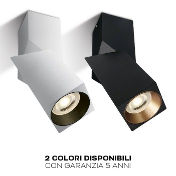 Faretto da Soffitto con Attacco GU10 Serie ADJ SQUARE 196mm D58x58 Spotlight Orientabile Colore Nero