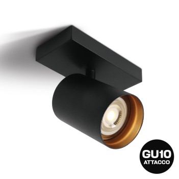 Ceiling Light with GU10 Connection RETRO CYLINDER Series D58 Spotlight Wall Light Colour Black