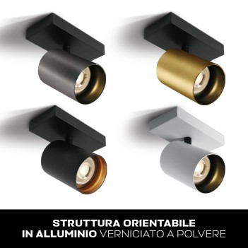 Faretto da Soffitto con Attacco GU10 Serie RETRO CYLINDER D58 Spotlight Applique da Muro Colore Titanio