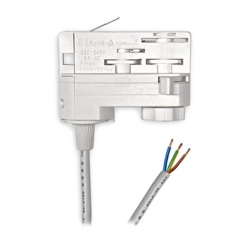 Three-phase 4-channel track adapter with 2 metre three-phase cable