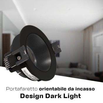 KING LED | Portafaretto da incasso orientabile rotondo nero per GU10