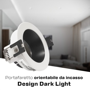 Round recessed spotlight with GU10 socket IP20 hole 70mm CHILL-OUT SERIES Desing Dark Light adjustable white and black reflector