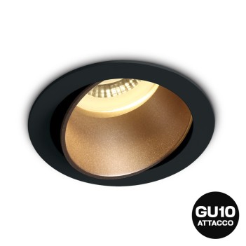 Round recessed spotlight with GU10 socket IP20 hole 70mm CHILL-OUT SERIES Desing Dark Light adjustable black and gold reflector