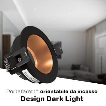 KING LED | Portafaretto da incasso orientabile rotondo nero per GU10