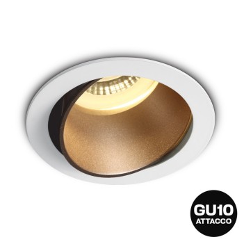 Round recessed spotlight with GU10 socket IP20 hole 70mm CHILL-OUT SERIES Desing Dark Light adjustable white and gold reflector