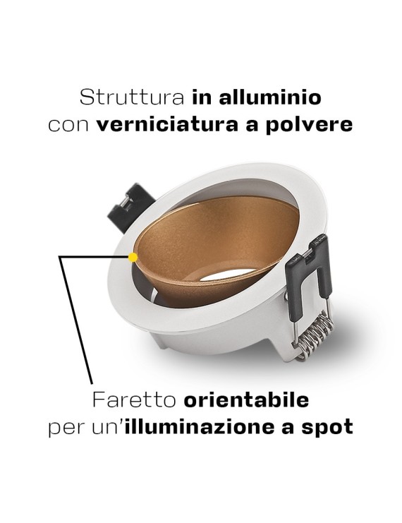 King Led Portafaretto Da Incasso Orientabile Rotondo Bianco Per Gu