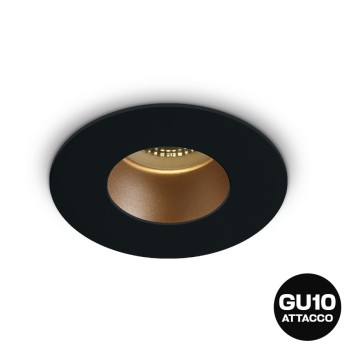 Round recessed spotlight holder with GU10 socket IP20 hole 70 mm CHILL-OUT SERIES Desing Dark Light black with gold reflector