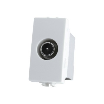 White Male Pass-Through TV Socket - Compatible with Bticino matix Series