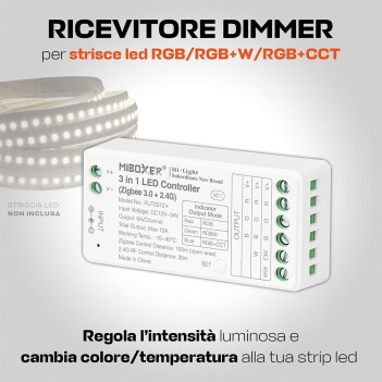 MiBoxer Mi Light FUT037Z+ Ricevitore ZigBee 3.0 per Strip Led RGB/RGB+W/RGB+CCT da 12/24V